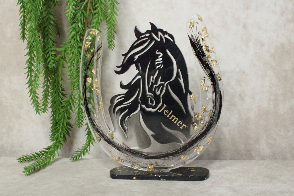 Epoxy hoefijzer met paarden hoofd