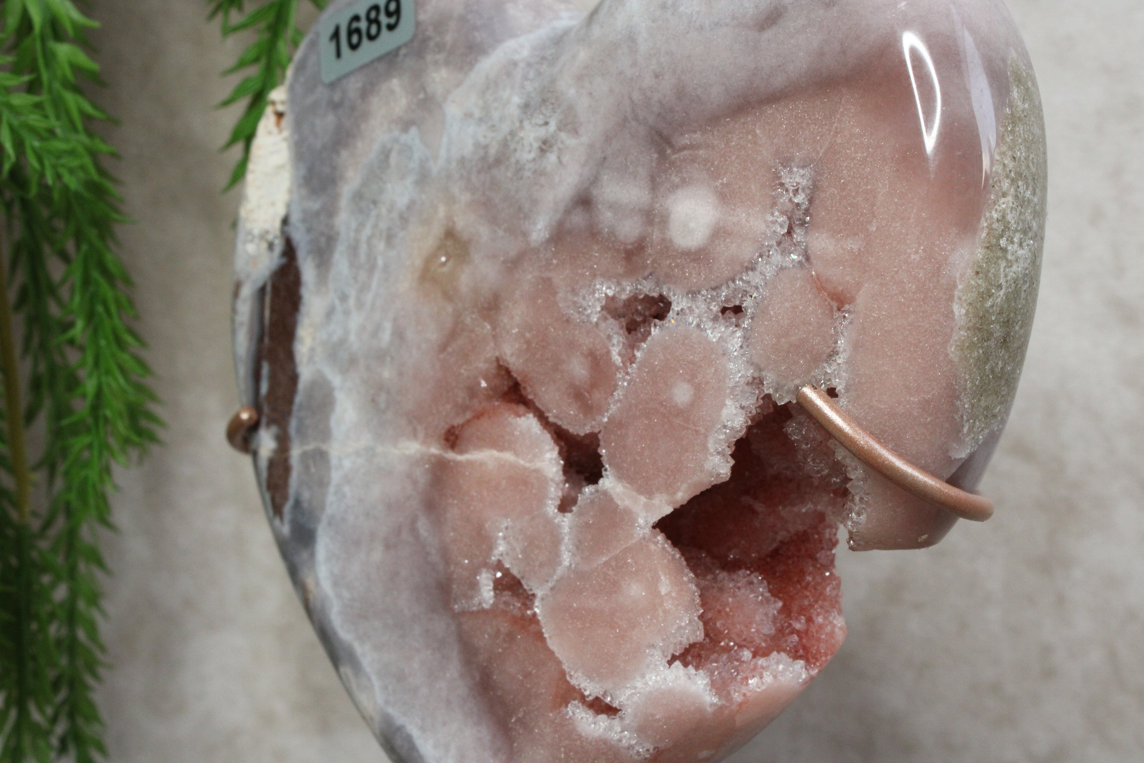 Roze amethist hart #1689