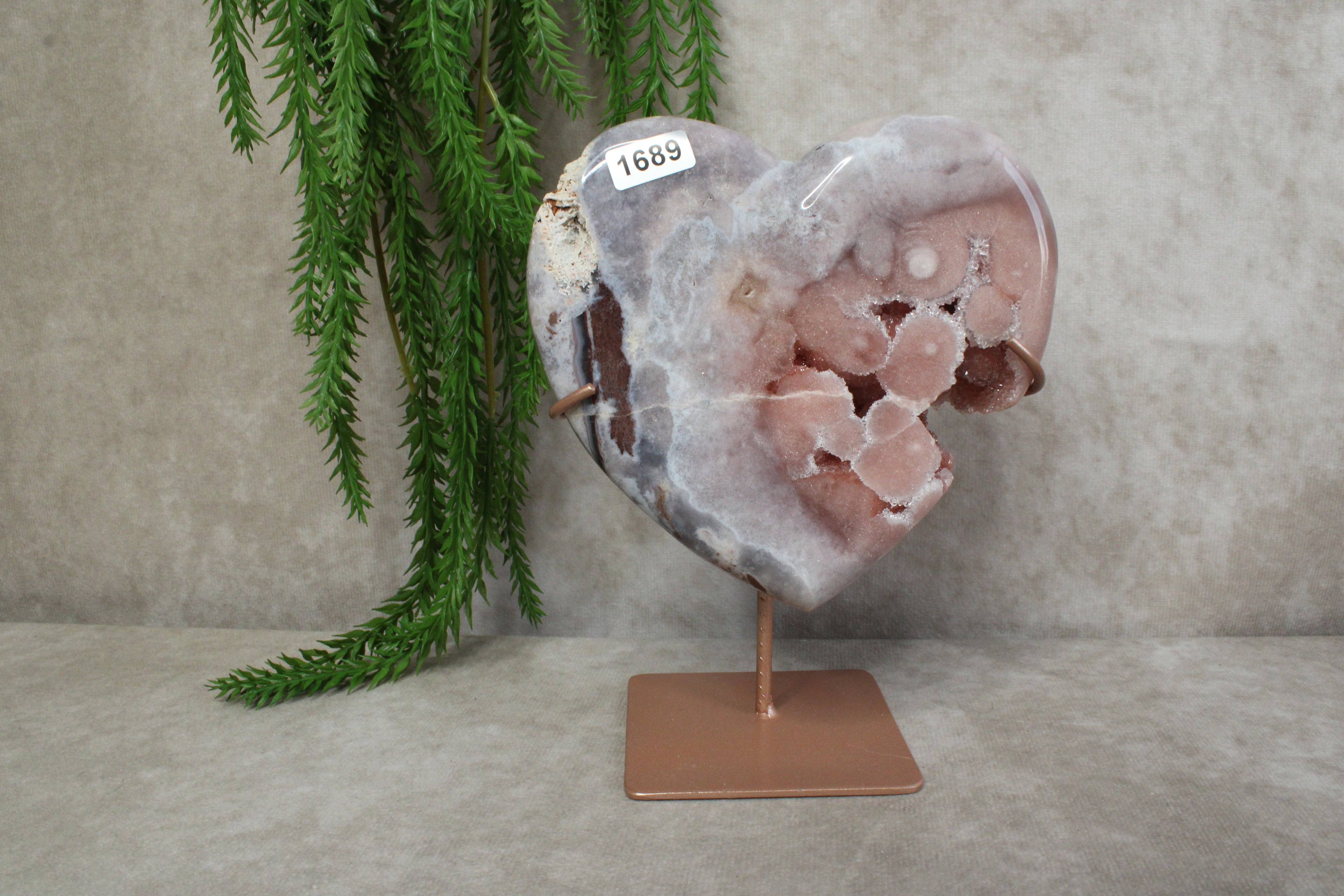 Roze amethist hart #1689