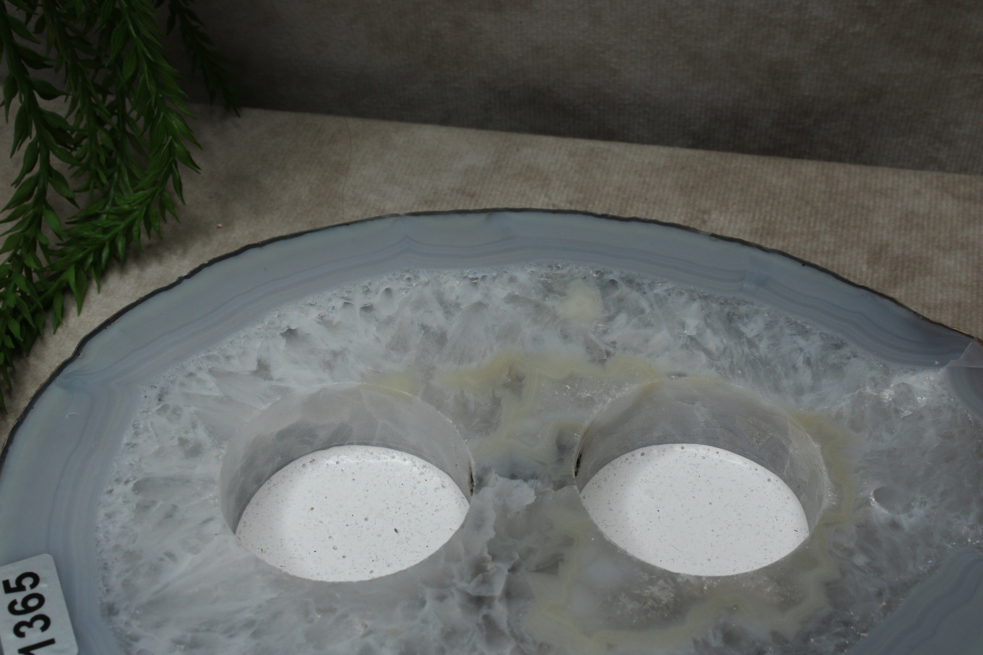 Agaat waxine plat 2 gaten #1365