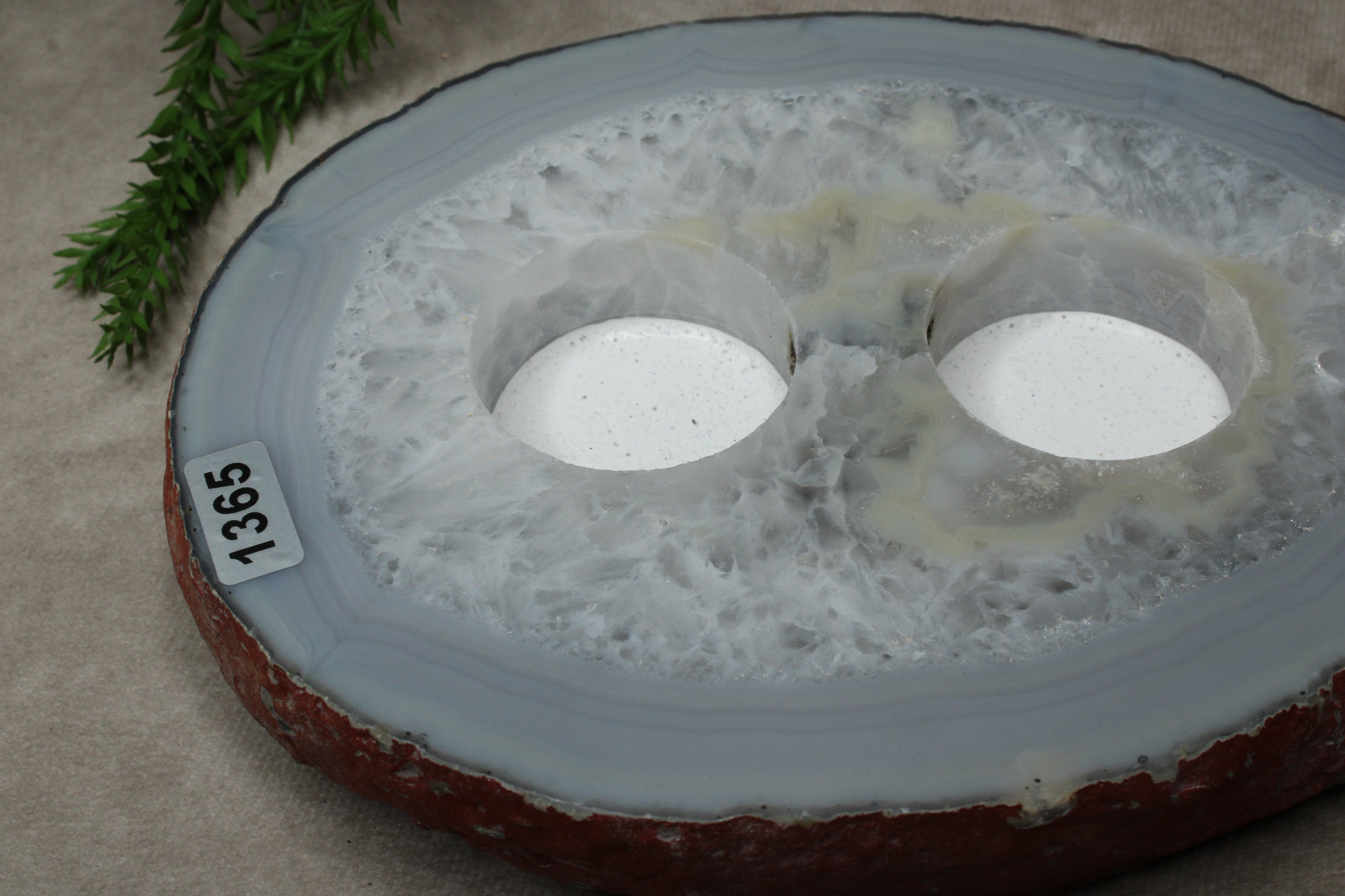 Agaat waxine plat 2 gaten #1365