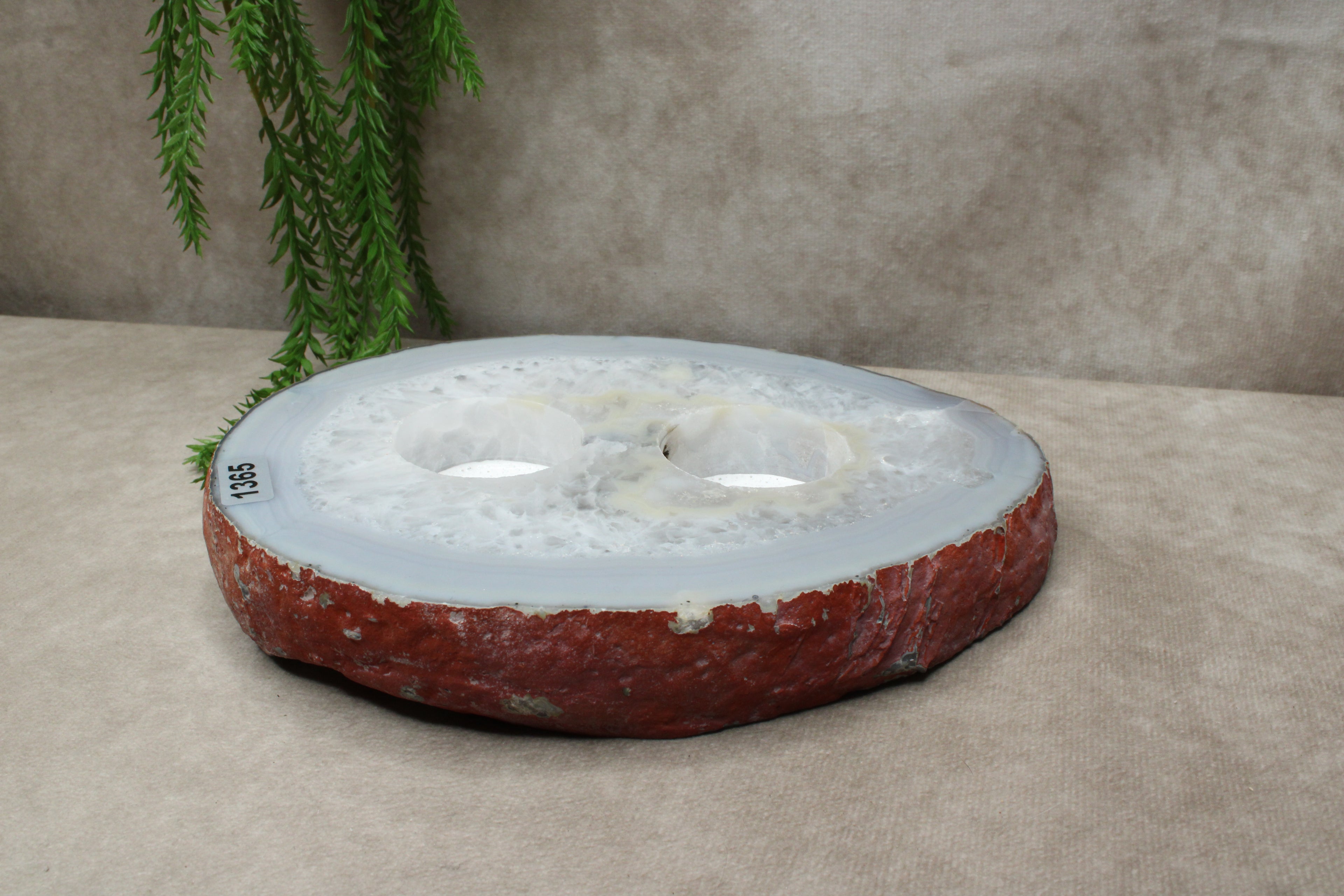 Agaat waxine plat 2 gaten #1365
