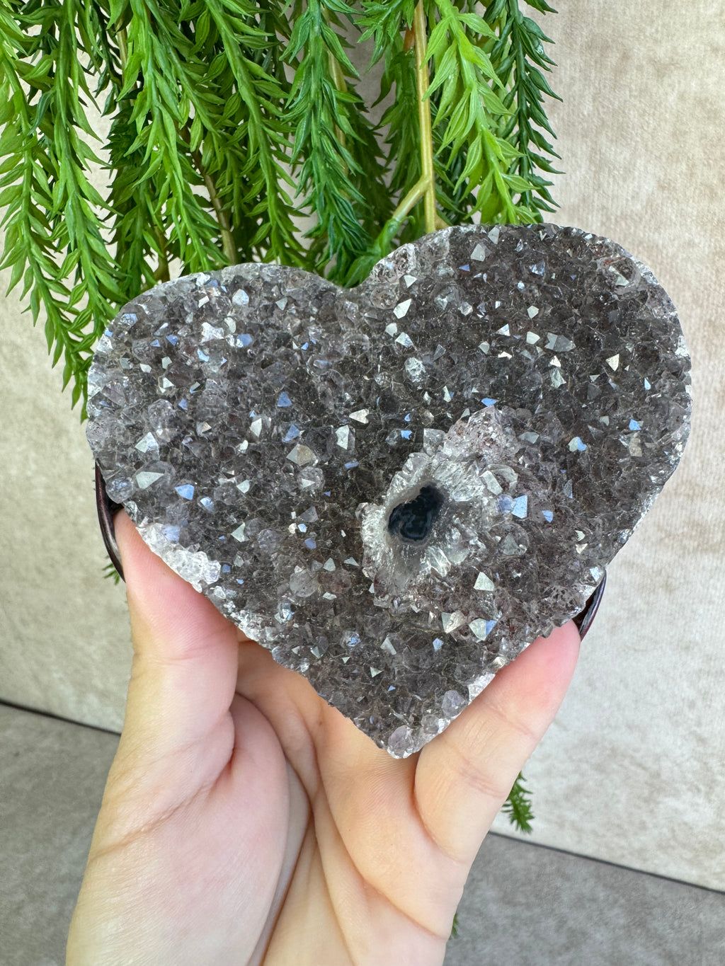 Agaat met amethist hart #1692