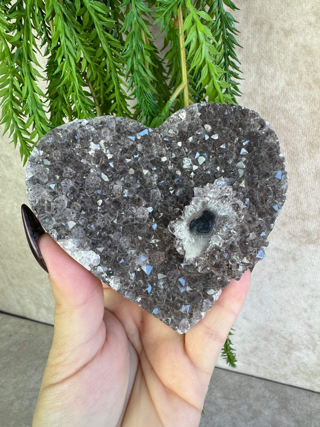 Agaat met amethist hart #1692