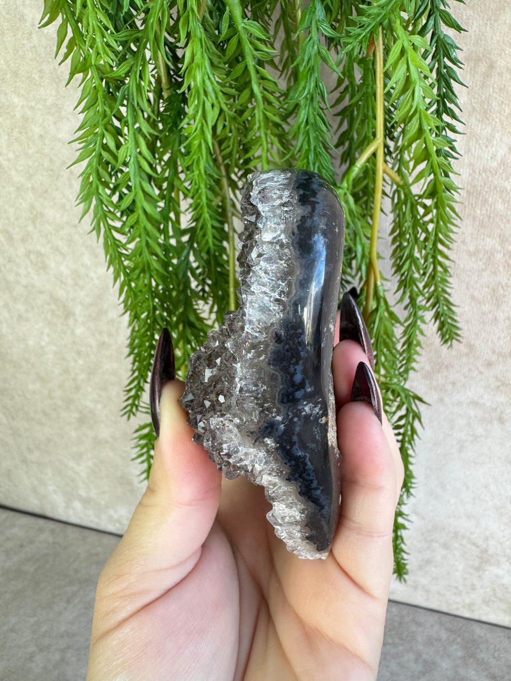 Agaat met amethist hart #1692