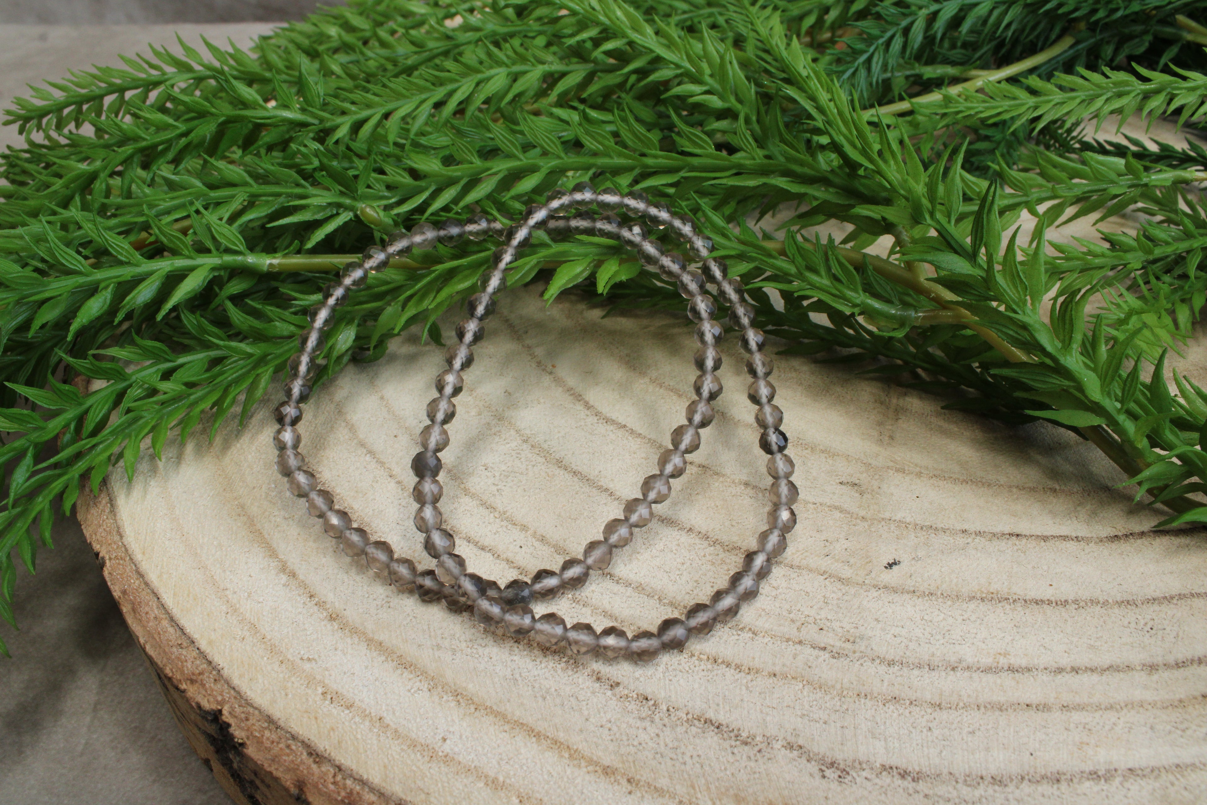 Rookkwarts facet geslepen armband