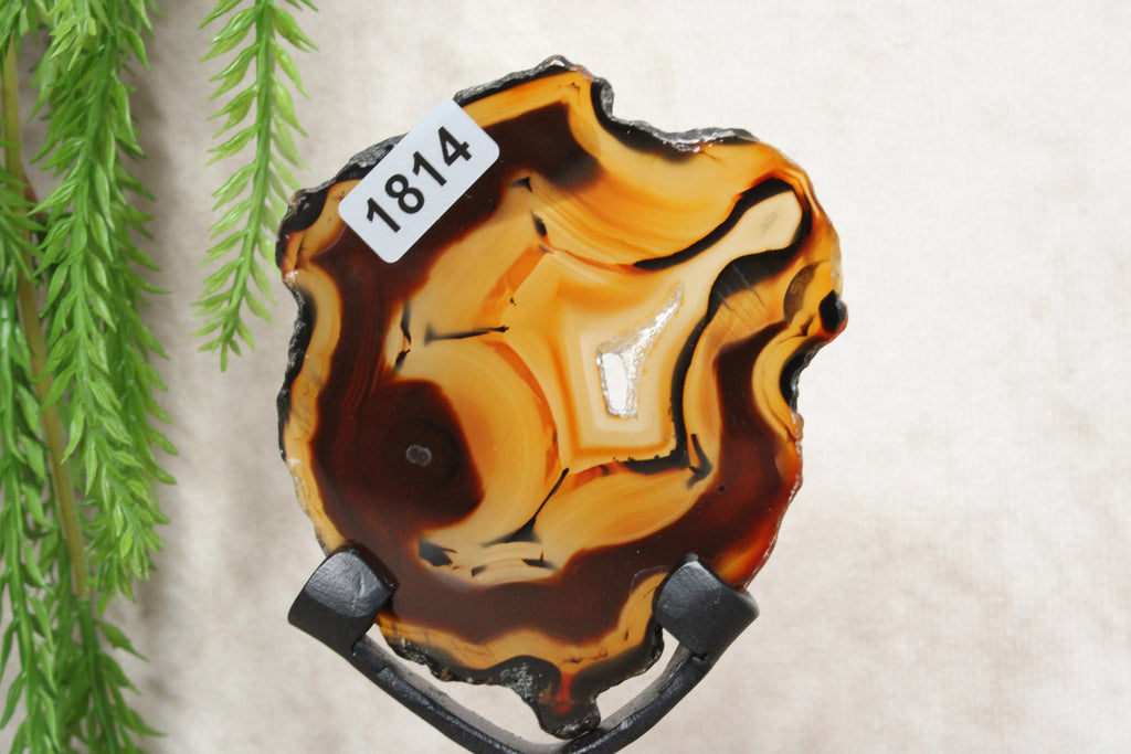 Agaat schijf op luxe standaard #1814