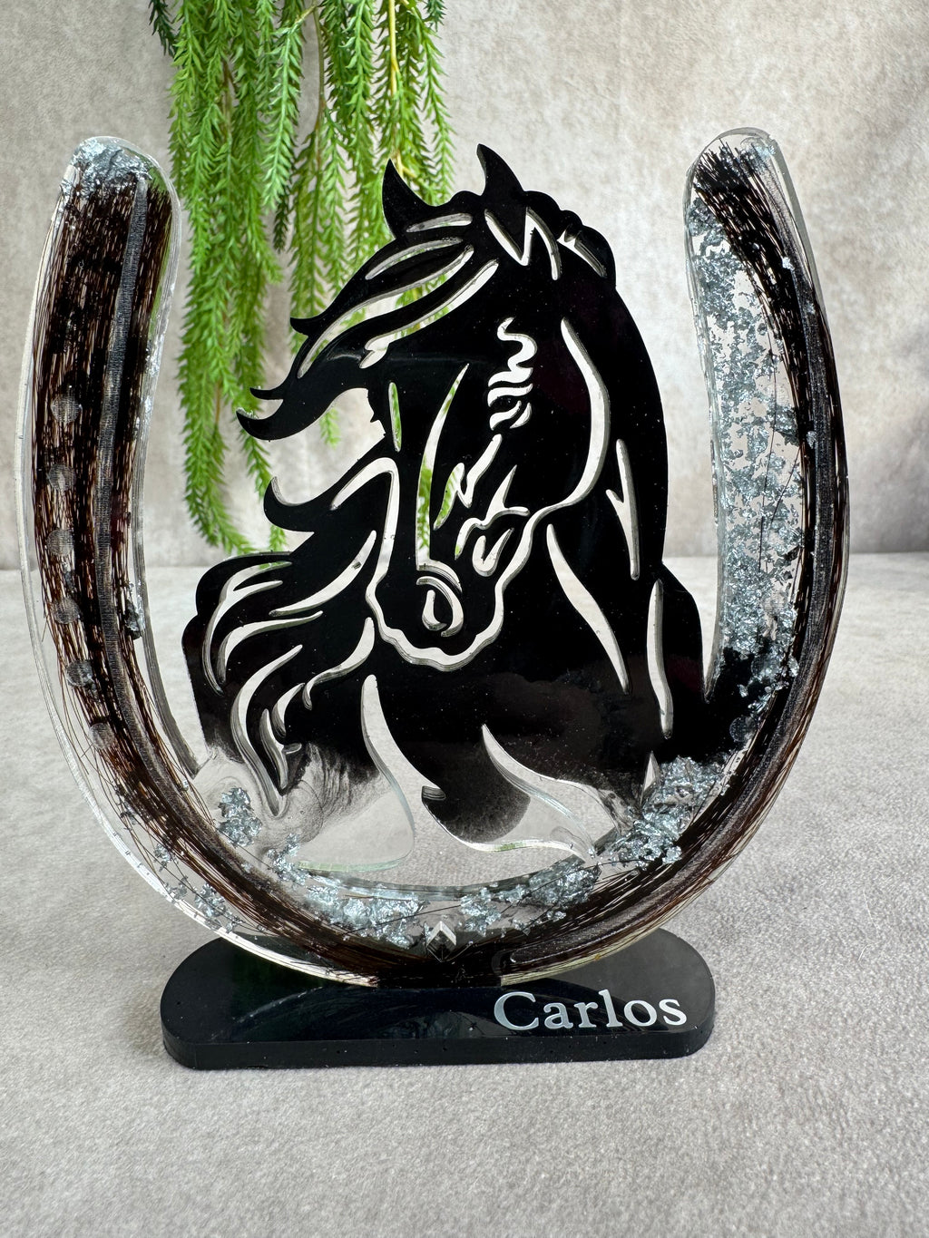 Epoxy hoefijzer met paarden hoofd