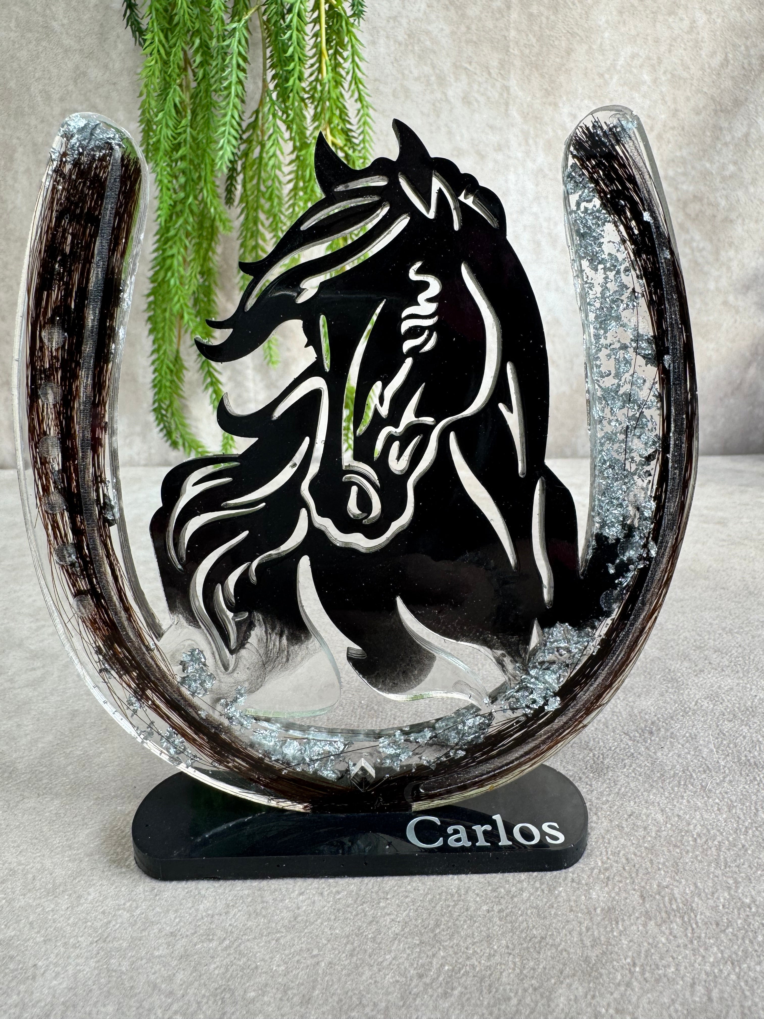 Epoxy hoefijzer met paarden hoofd