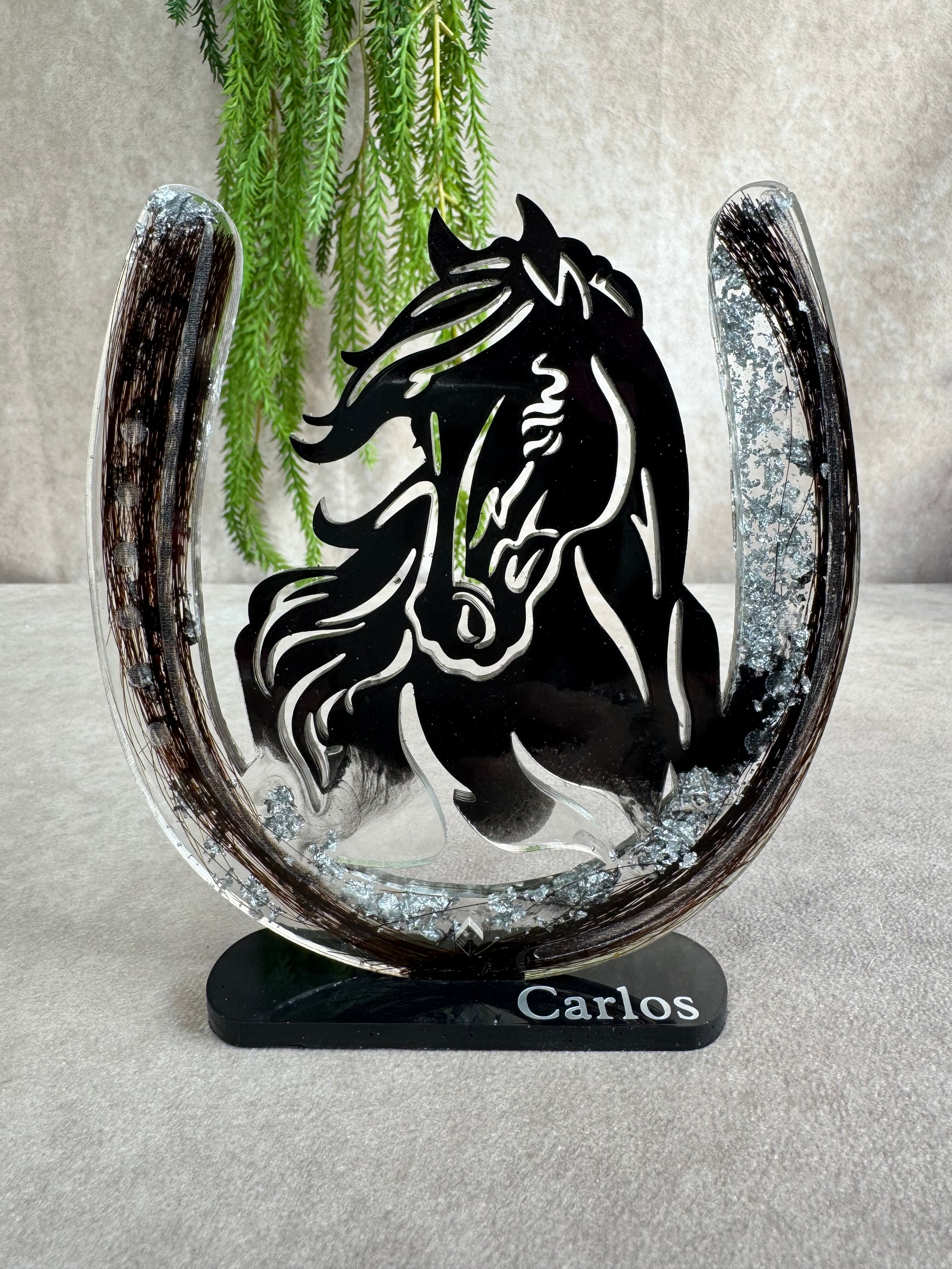 Epoxy hoefijzer met paarden hoofd