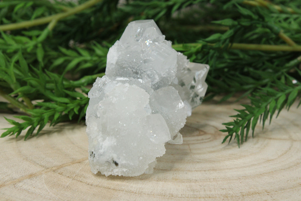Cluster van blauwe chalcedoon, kwarts en apofylliet #3