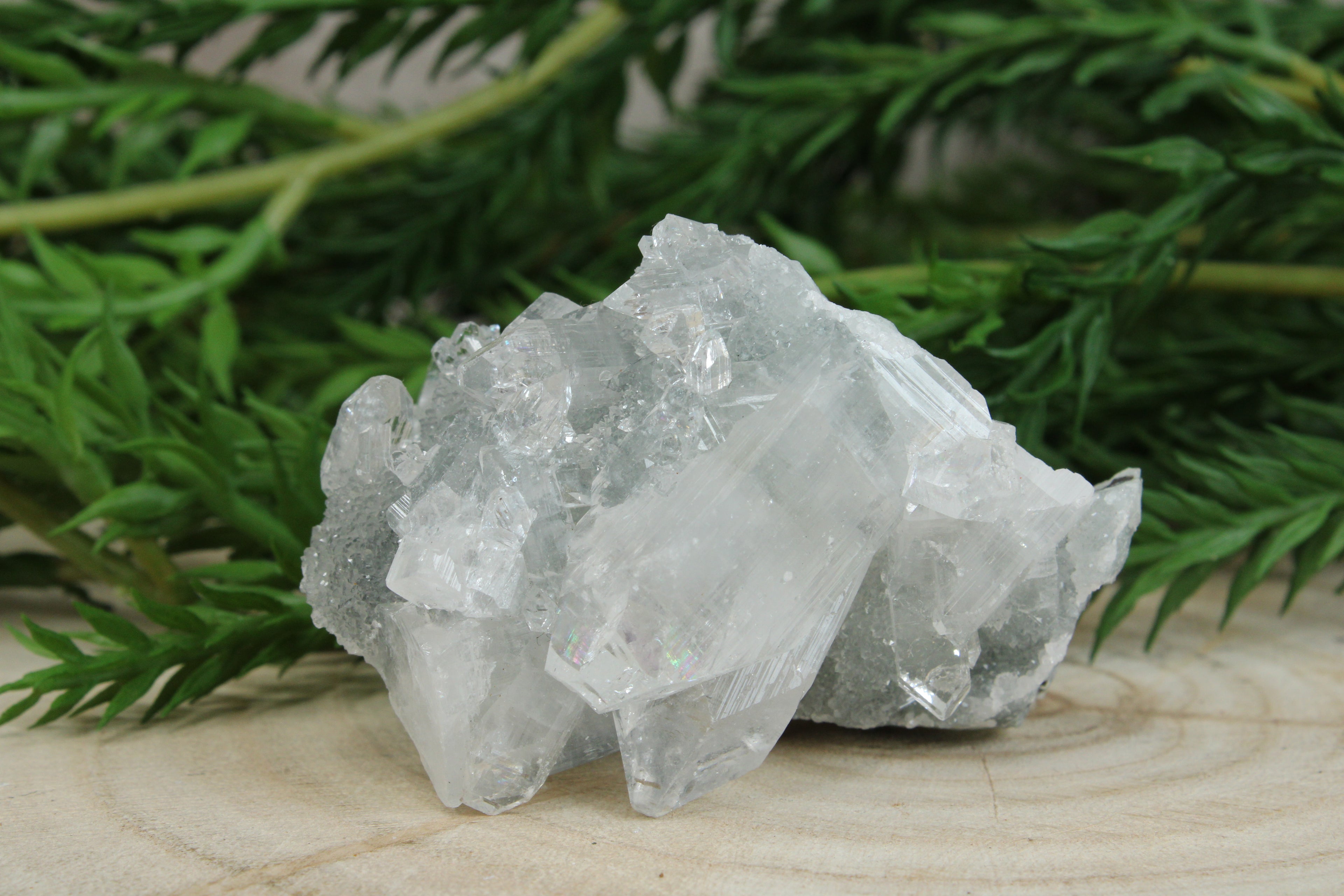 Cluster van blauwe chalcedoon, kwarts en apofylliet #6