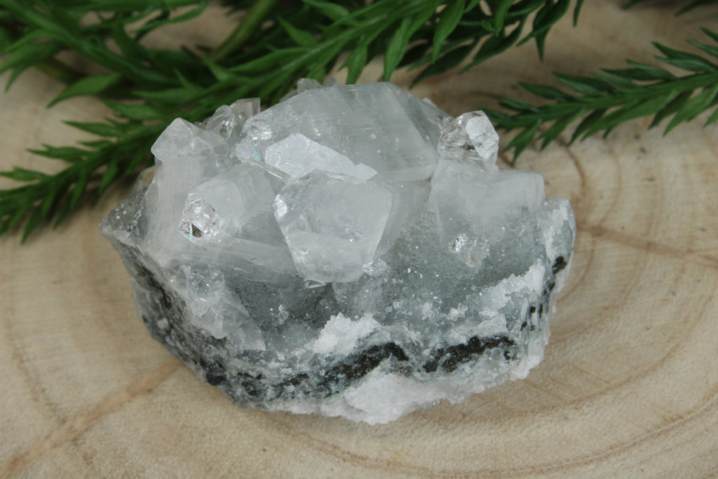 Cluster van blauwe chalcedoon, kwarts en apofylliet #6
