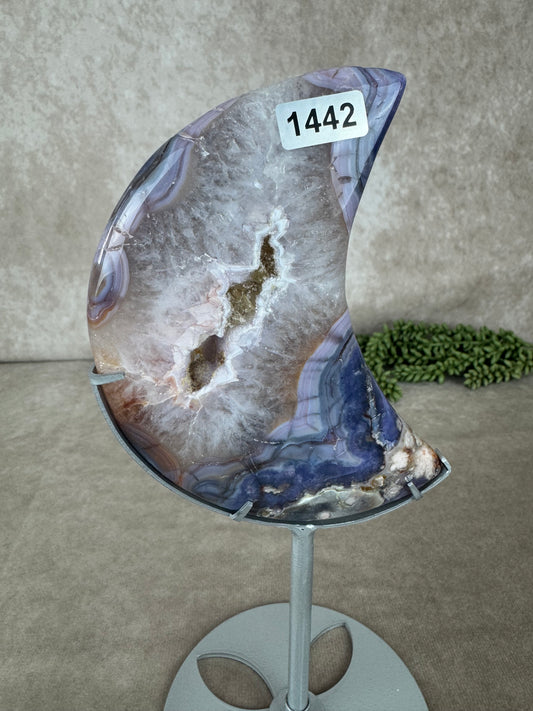 Maan Blue flower agate #1442